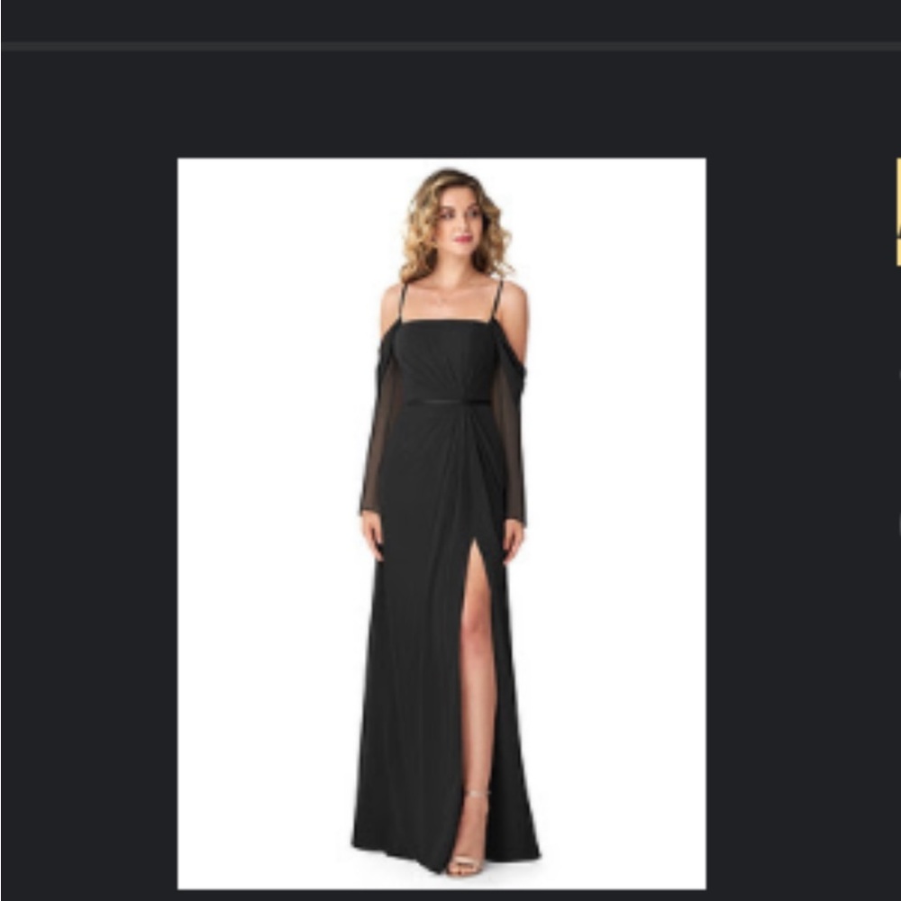 Azazie Elegant Black Cold Shoulder Bridesmaid Dress, size 28